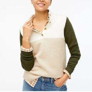 J.Crew Factory Womens Jacquard Button Pullover Saeater sz Medium